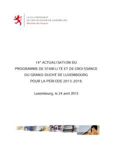14e actualisation du Programme de stabilité et de croissance du Grande-Duché de Luxembourg 2013-2016