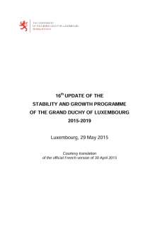 16th update of the stability and growth programme of the Grand Duchy of Luxembourg 2015-2019